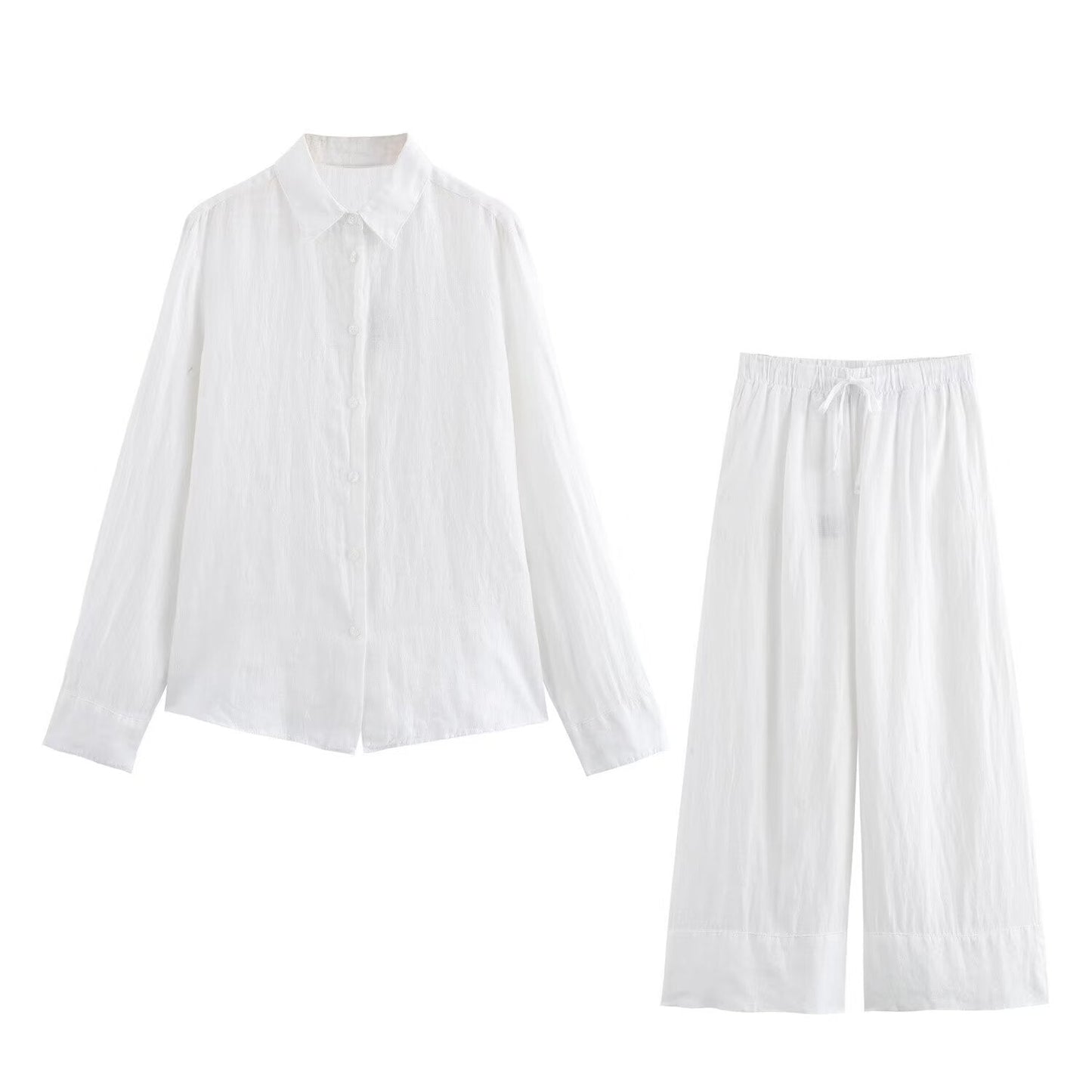 Variant image for Dam Långärmad Skjorta och Byxor Set Monokrom Street Fashion Högkvalitativt Tyg-25