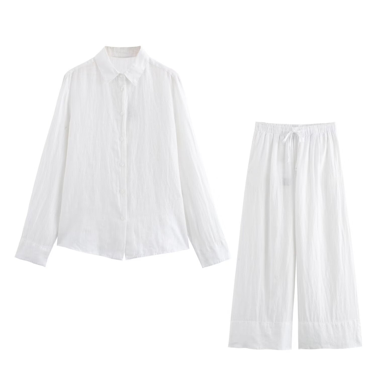 Variant image for Dam Långärmad Skjorta och Byxor Set Monokrom Street Fashion Högkvalitativt Tyg-25