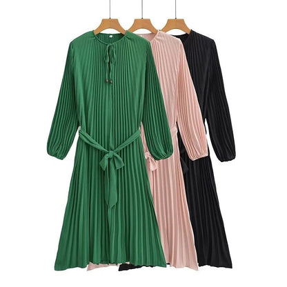 Kvinnors Veckad Klänning Slingbindning Mjuk Tyg 2
