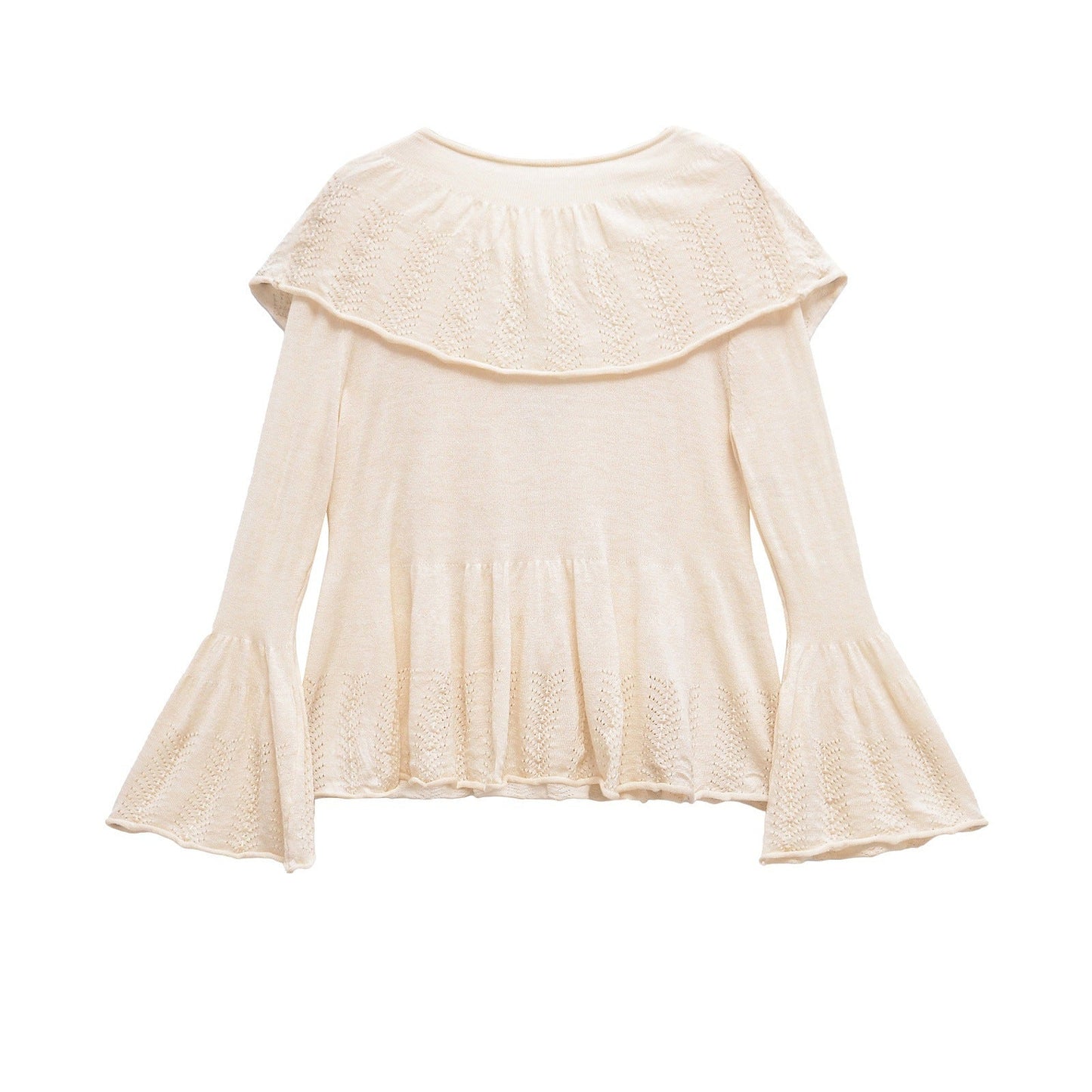 Dam Topp V-ringad Ruffles Mjukt Tyg-2