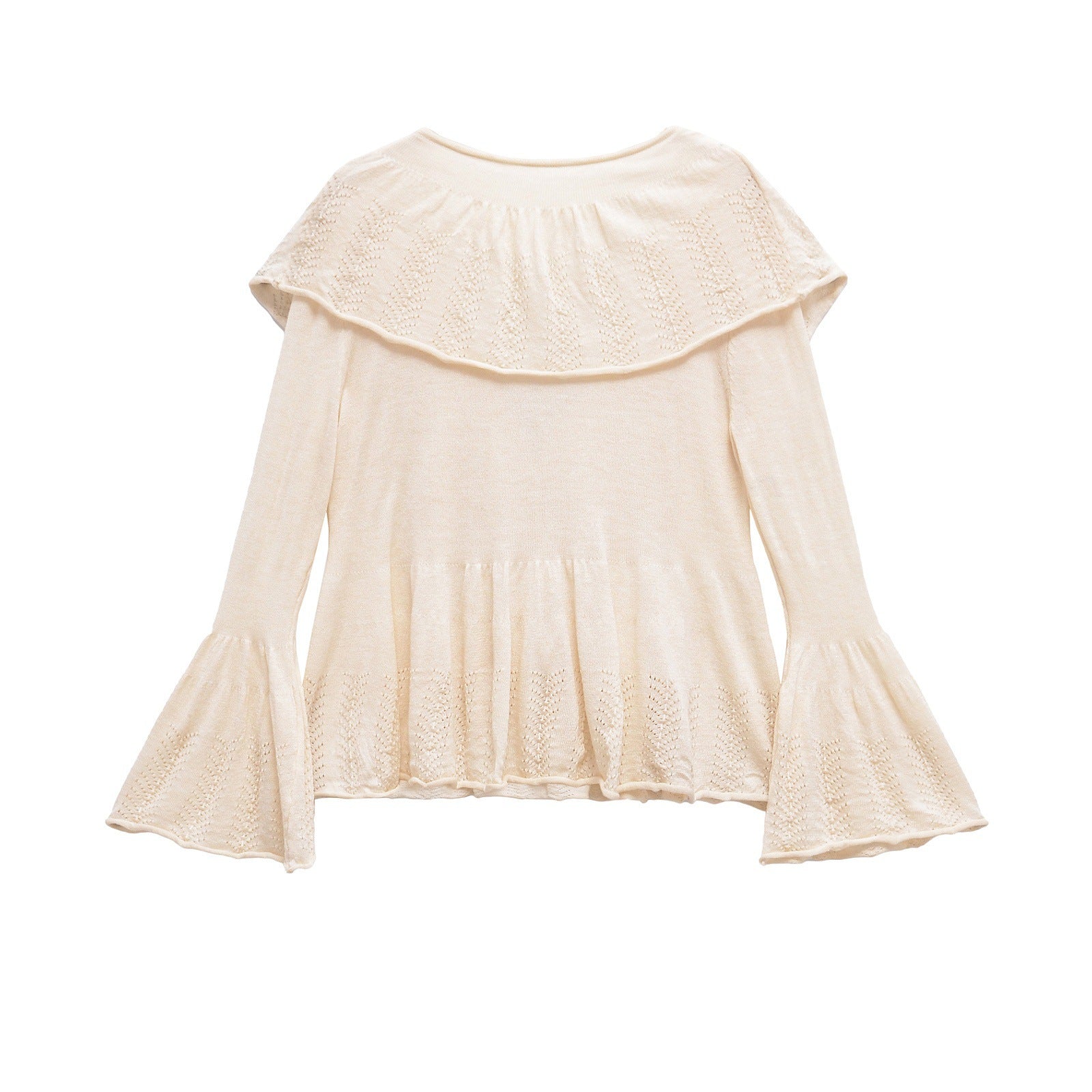 Dam Topp V-ringad Ruffles Mjukt Tyg-2