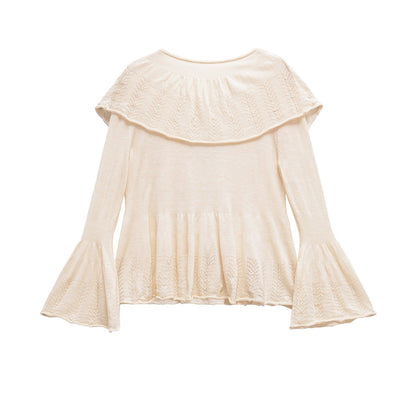 Dam Topp V-ringad Ruffles Mjukt Tyg-2