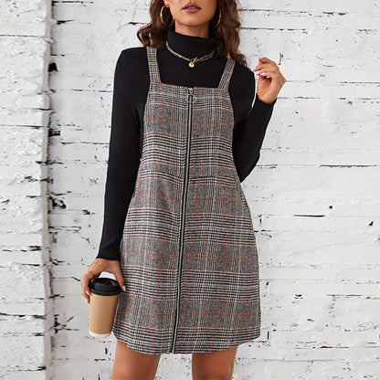 Damklänning A-linjeformad Midi med Mönster och Dragkedja-2