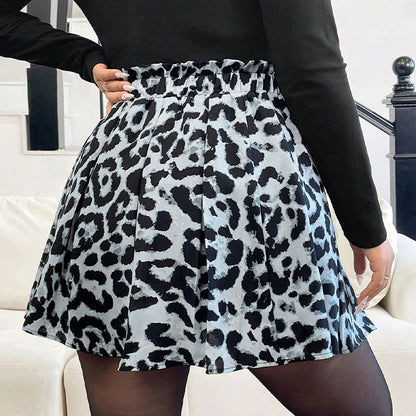 Dam A-Line Kjol Leopardmönster Polyester Mini-4