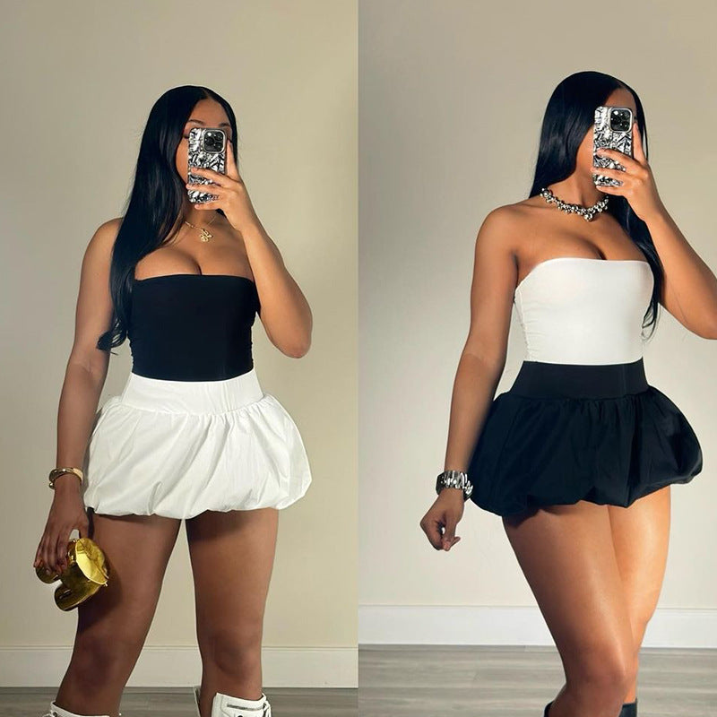 Trendiga Puffshorts för Kvinnor i Lätt Tyg med Glamoröst Bälte – Avslappnad Passform, Perfekta för Vardag och Fest 2