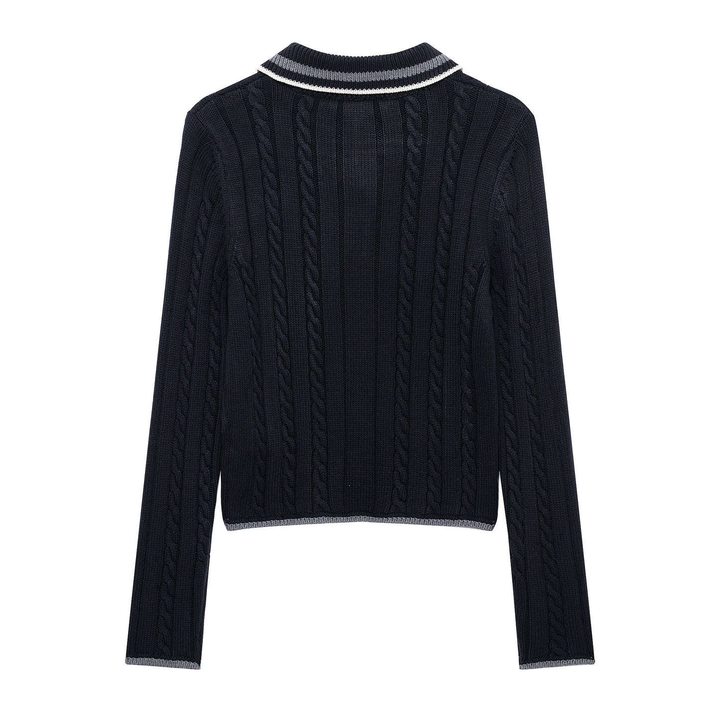 Kvinnors Tröja Modern Stickdesign Klassisk Polo Bomull 3