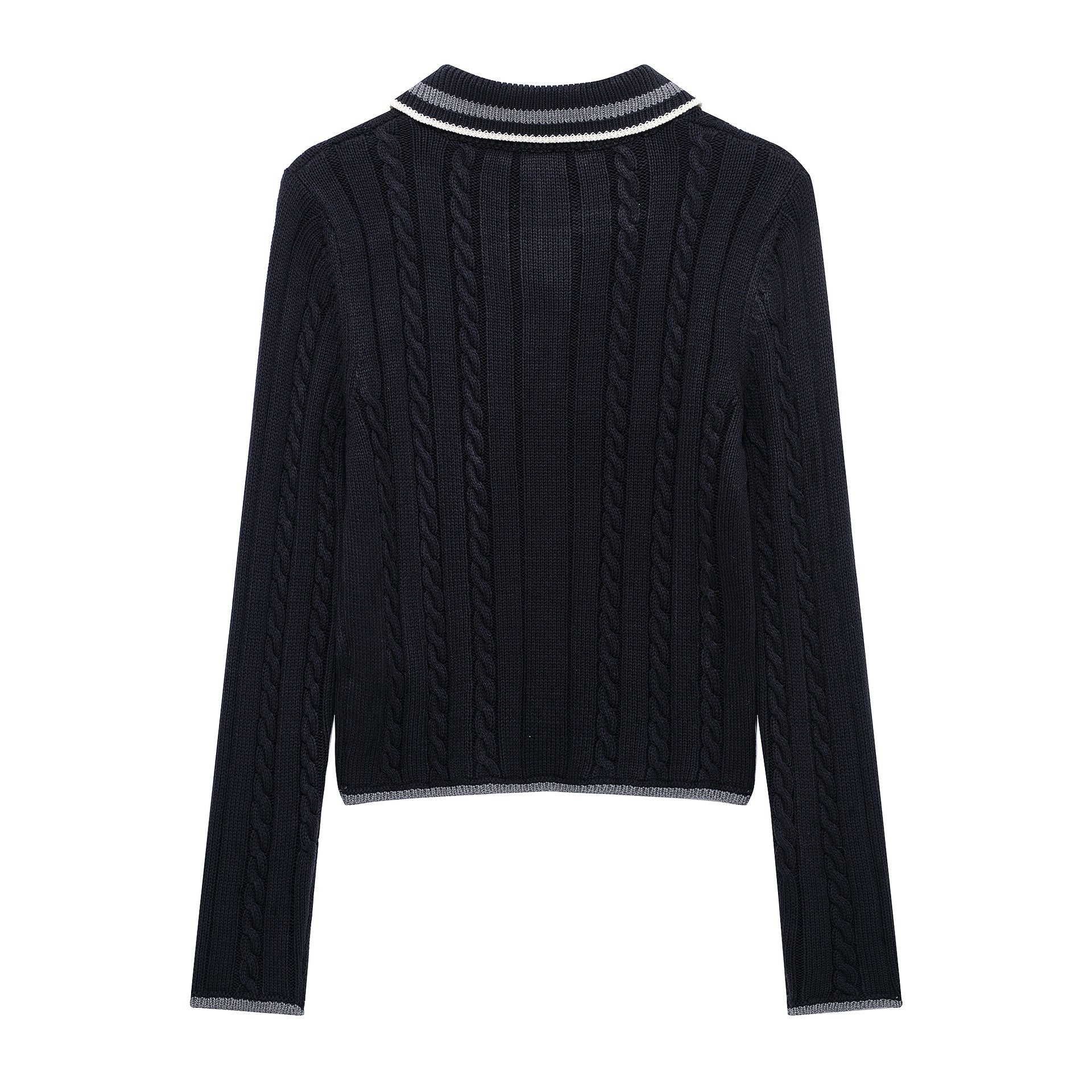 Kvinnors Tröja Modern Stickdesign Klassisk Polo Bomull 3