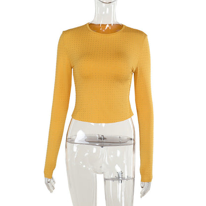 Kvinnors Långärmad Topp Perforerad Bomull Figurbetonad 8