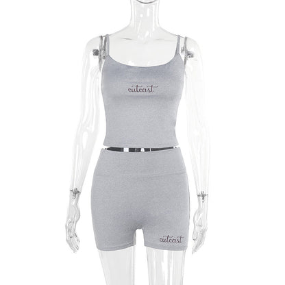 Kvinnor Sportigt Set Crop Top och Shorts Mjuk Textil 1
