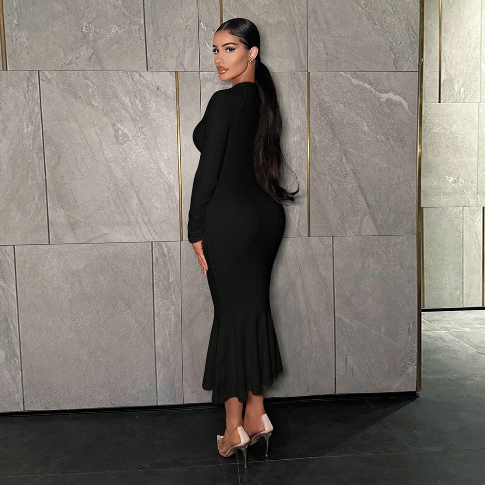 Kjol Dam Hög Midja Bodycon Stretch Material-3