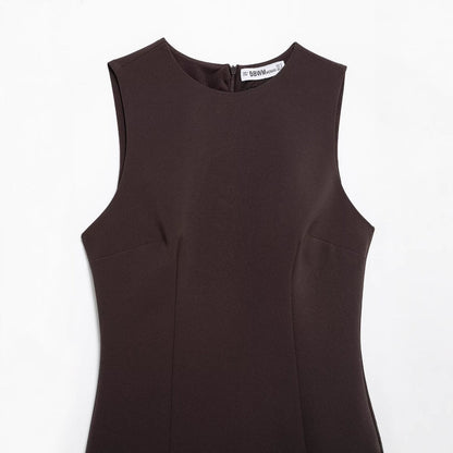 Damklänning Ärmlös A-Linje Polyester Fina Dam Klänningar-4