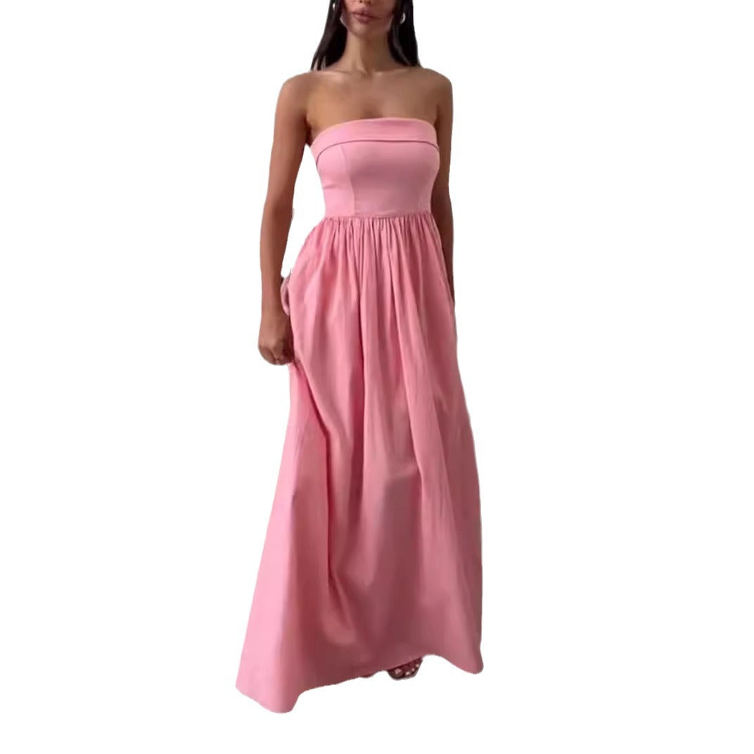 Kvinnors Off-the-Shoulder Klänning Lång Spandex-6