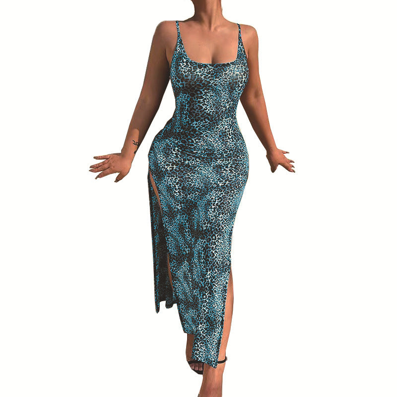 Kvinna A-Line Klänning Leopardtryck Polyester-4