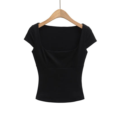 Dam Topp Kort Arm med Bred Utskärning i Andningsbart Material – Elegant och Bekväm Stil för Alla Tillfällen 5