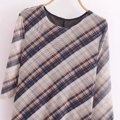 Dam Klänning A-Line Långärmad Polyester med Abstrakt Mönster-3