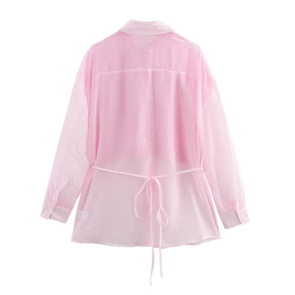 Dam Blus Långärmad Färgblock Polyester Pullover-3