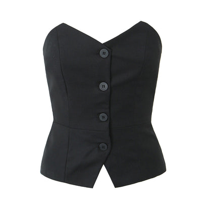 Kvinnor Bustier V-Hals Skräddarsydd Högkvalitativt Tyg 6