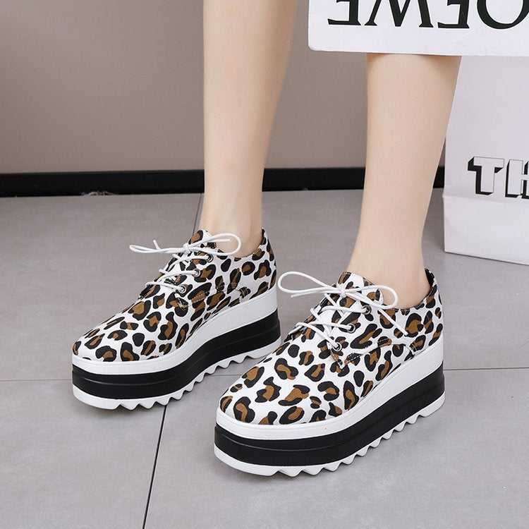 Kvinnors Platå Sneakers Leopardmönster Andningsbart Material-4