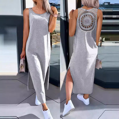 Damklänning A-Line Geometriskt Mönster Polyester Midi Ärm lös-4