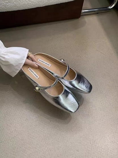 Kvinnor Ballerinaskor Elegant Glansigt Syntetiskt Material 1