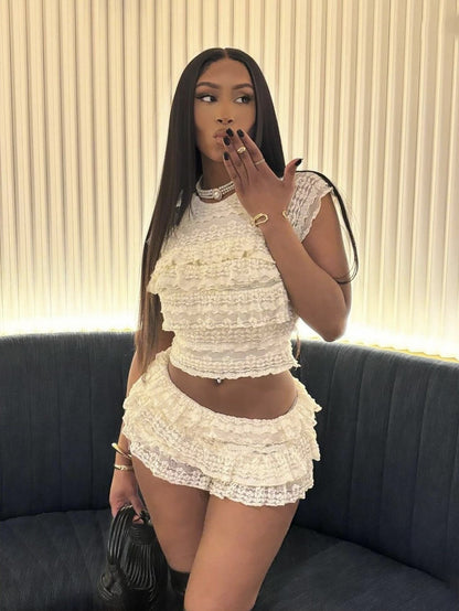 Variant image for Dam Kort Set Rynkade Detaljer Slim Fit Polyester Spandex-1