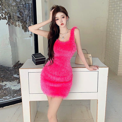 Variant image for Fina Dam Klänningar Spaghetti Band Kort Högkvalitativt Tyg-1