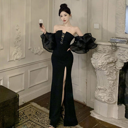 Fina Dam Klänningar Smal Fit Med Vik Ärmar Polyester-2