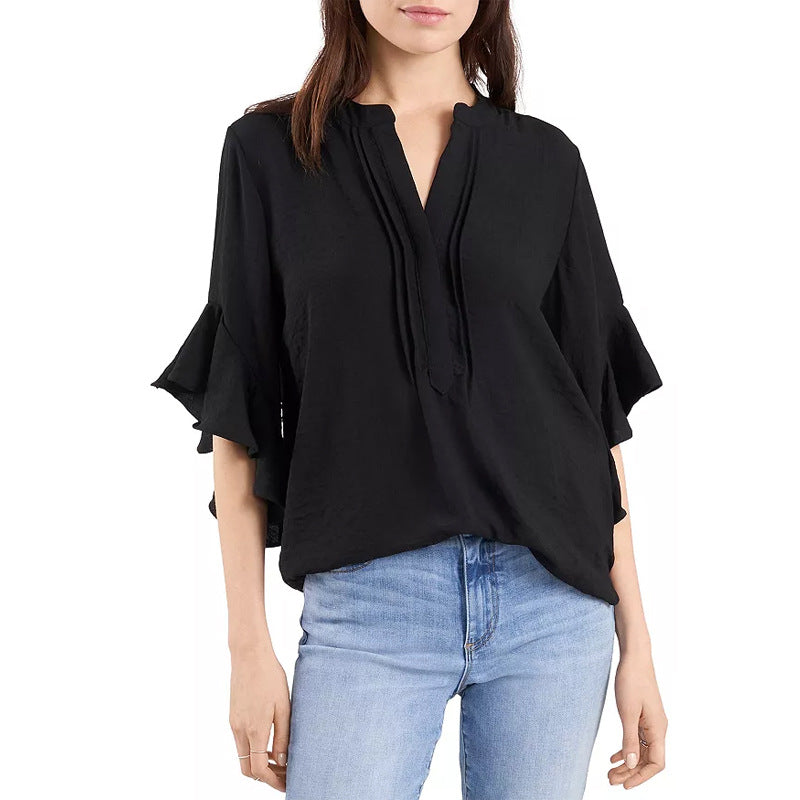 Variant image for Dam Skjorta Blommiga Ärmar Ståkrage Polyester-1