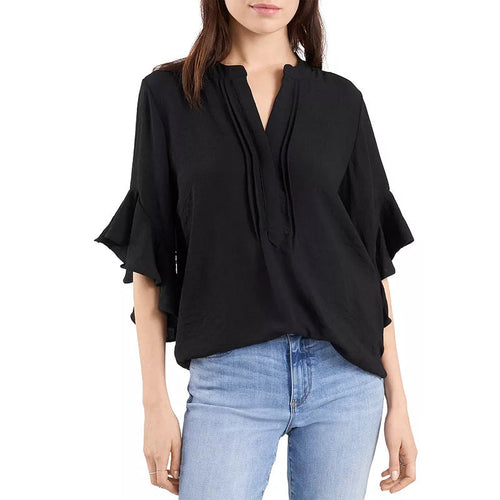 Dam Skjorta Blommiga Ärmar Ståkrage Polyester-1