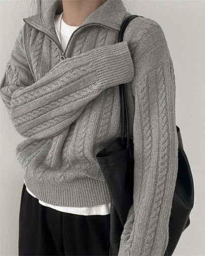 Dam Turtleneck Tröja Vintage Stil med Blixtlås 100% Akryl 8