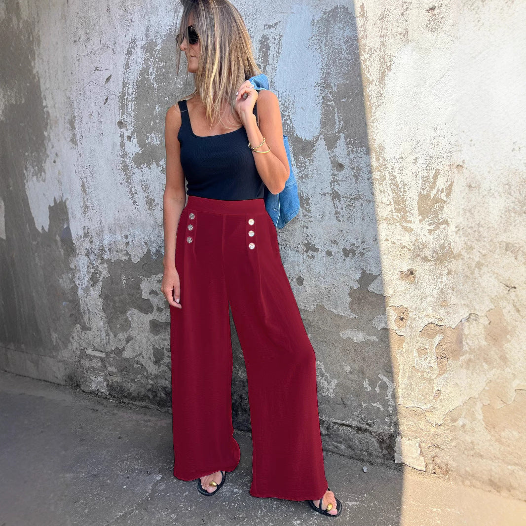 Snygga Byxor Dam Långa Vid Spandex Pendelstil-3