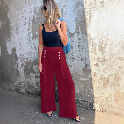 Snygga Byxor Dam Långa Vid Spandex Pendelstil-3