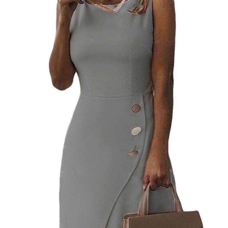 Damklänning A-Linje Midi 100% Polyester Enfärgad Elegant-6