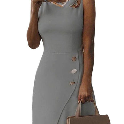 Damklänning A-Linje Midi 100% Polyester Enfärgad Elegant-6