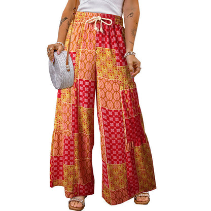 Variant image for Kvinnors Långa Byxor Färgat Tryck Polyester Elastiskt-7