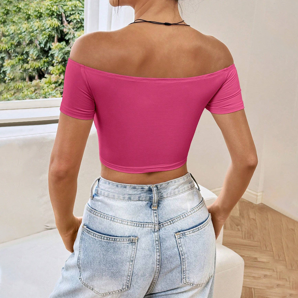 Dam Crop-Top Off-Shoulder Elastiskt 5