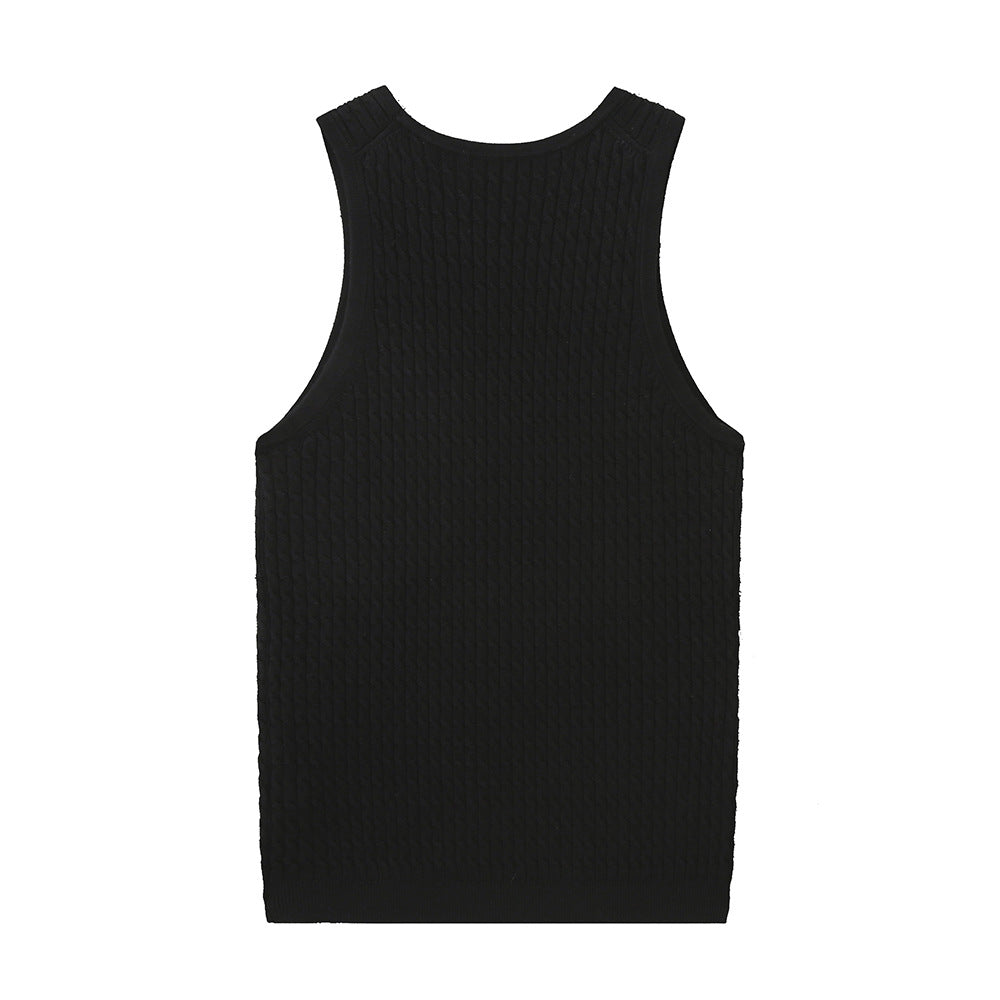 Kvinnors Topp Ribbat Mönster Bomullsmix-2