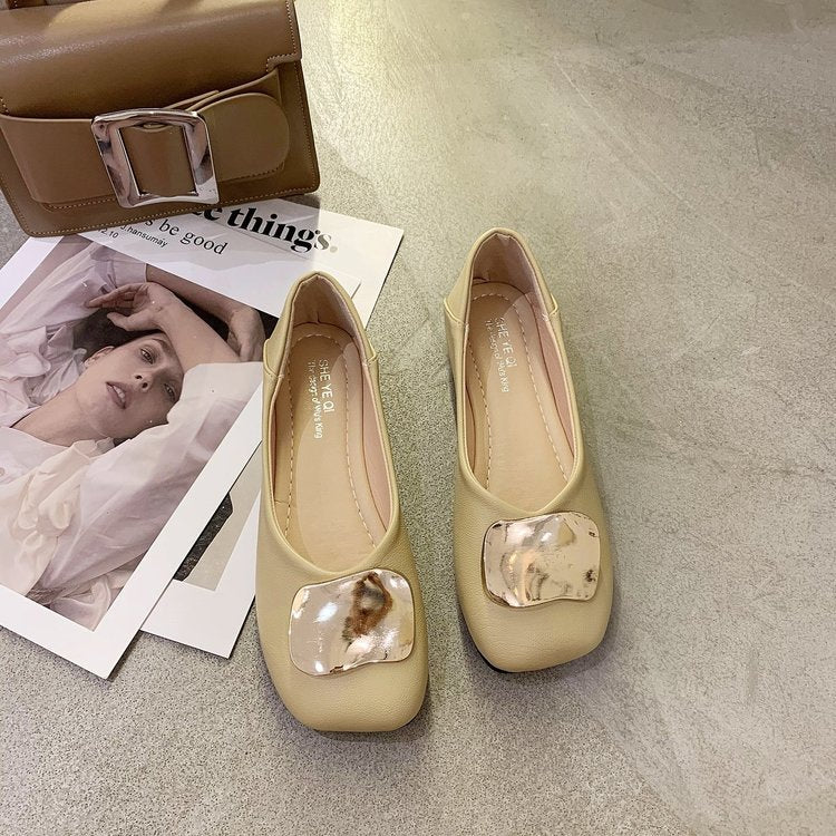 Elegante Ballerina Schuhe aus Leder mit Schmuckapplikation – Ergonomische Passform für Komfort und Stil, Schwarz 1