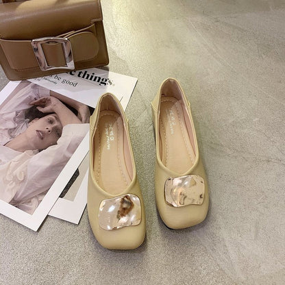 Elegante Ballerina Schuhe aus Leder mit Schmuckapplikation – Ergonomische Passform für Komfort und Stil, Schwarz 1