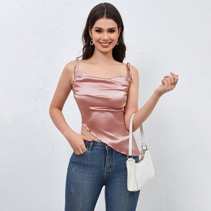 Dam Crop Top Oregelbunden Snitt Slim Fit Polyester Elastan-2