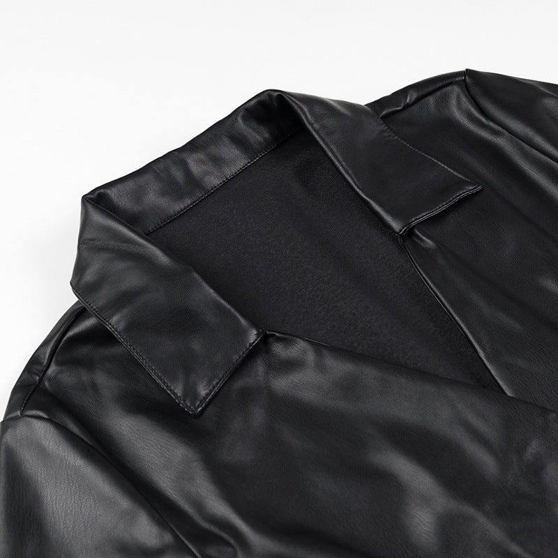Kvinnors Jacka Wrap Syntetiskt Läder Elegant Design 3