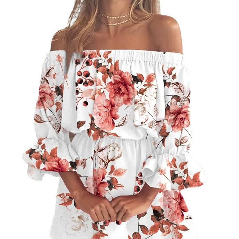 Kvinnors A-Linje Klänning Enaxlad Polyester med 3D-Element-6