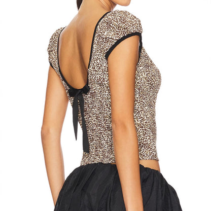 Dam T Shirt Rundhals Djurmönster Polyester Kort Ärmar-4