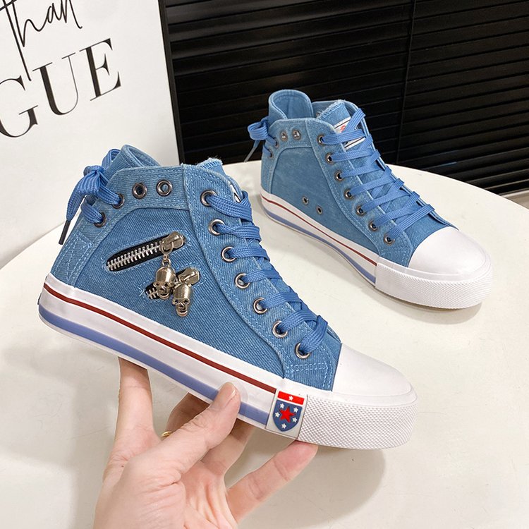 Höga Sneakers Dam Trendig Textil Med Vadderad Innersula 2