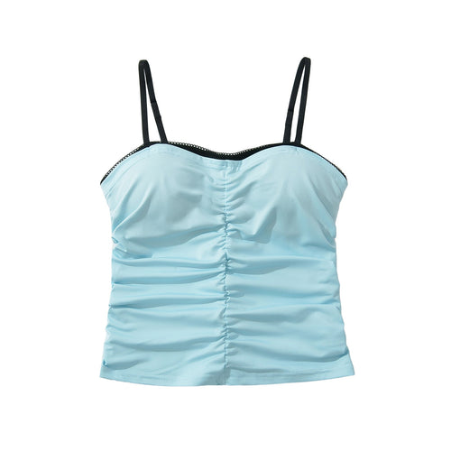 Damer Topp Rüschdetaljer Justerbara Spaghettiband Lätt Material 1