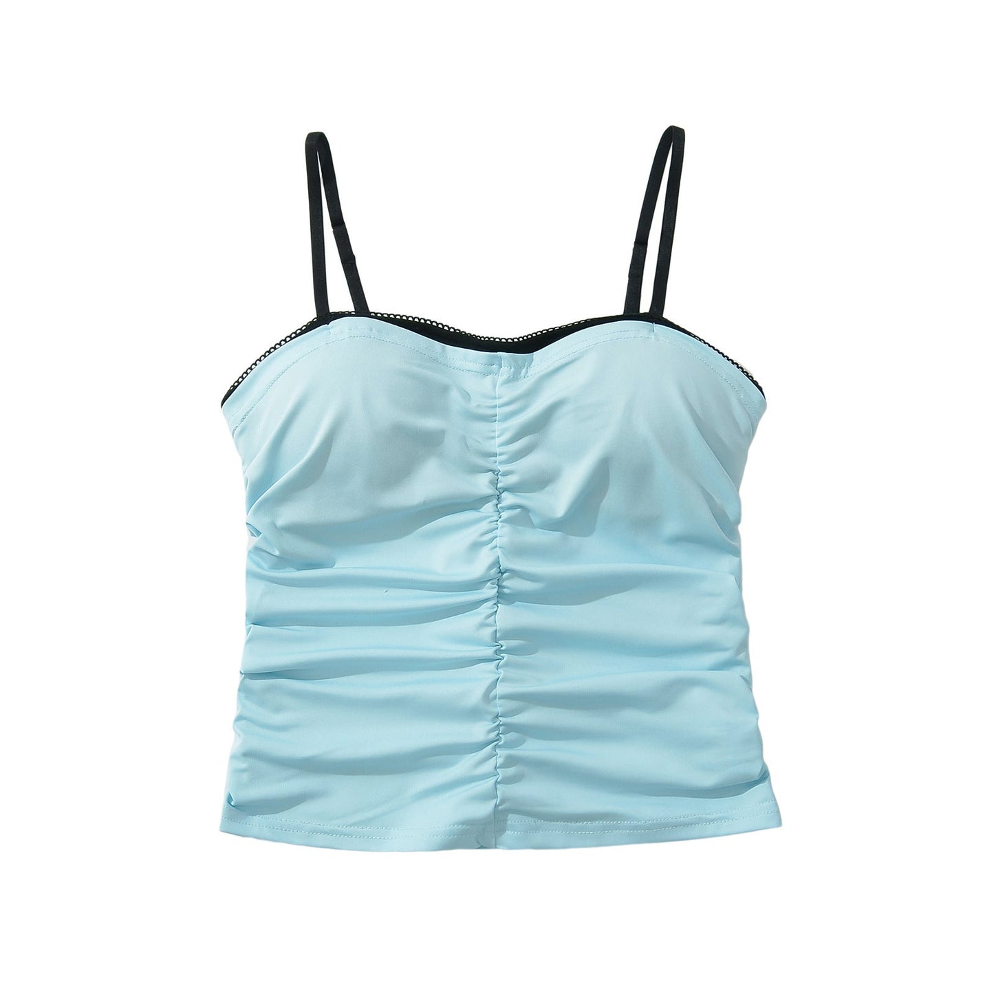 Damer Topp Rüschdetaljer Justerbara Spaghettiband Lätt Material 5