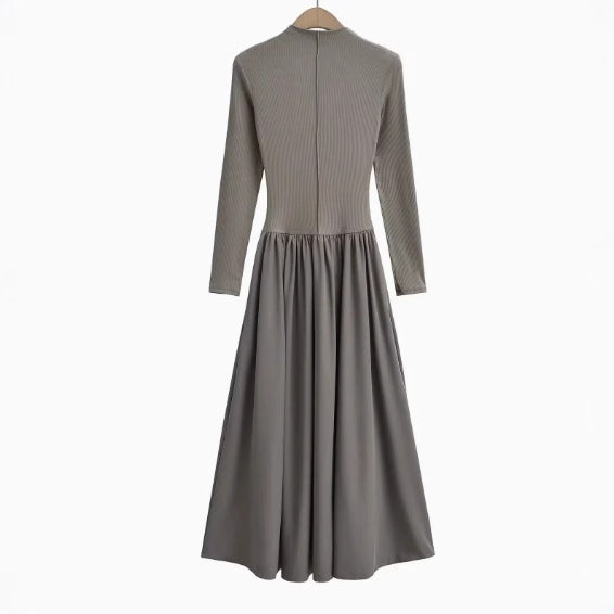 Långärmad Långklänning Fest med Flödande Kjol för Dam – Elegant Bomullsblandning för Speciella Tillfällen 5