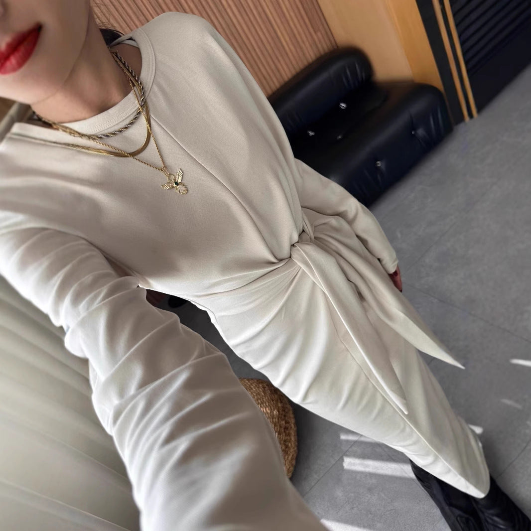 Dam Midiklänning Slim-Fit Rund Halsringning Polyester-4