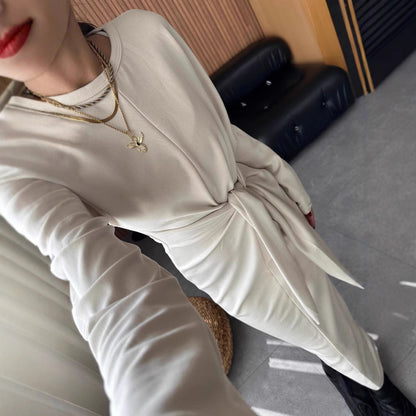 Dam Midiklänning Slim-Fit Rund Halsringning Polyester-4