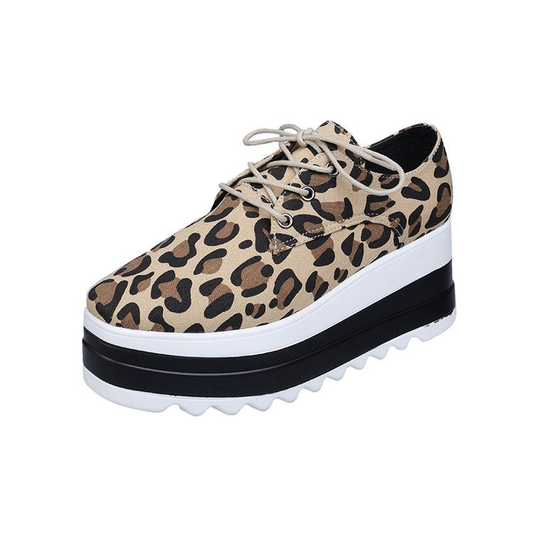 Variant image for Kvinnors Platå Sneakers Leopardmönster Andningsbart Material-1